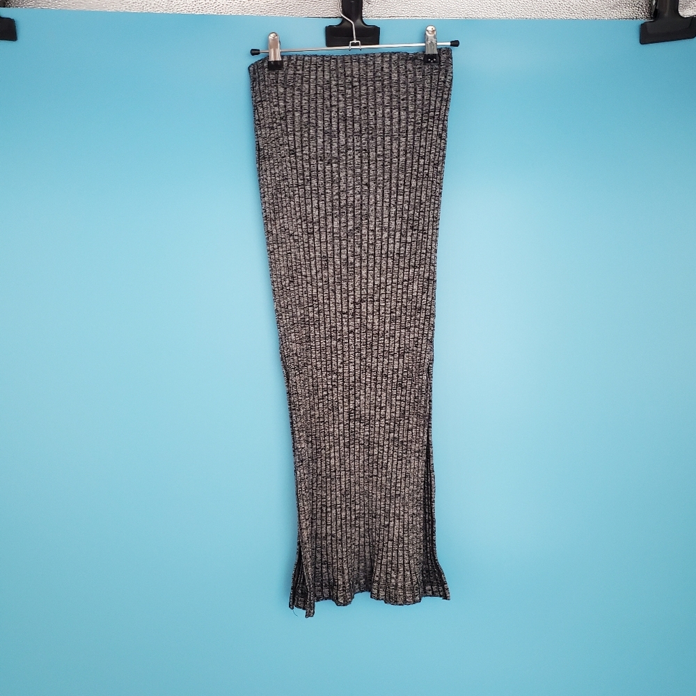 Topshop Gray Ribbed Pencil Skirt
